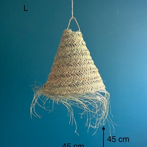 Pendelleuchte, Serie Emma Désert, konische Form, Aufhängung aus Naturfaser, Lampenschirm Suspension L