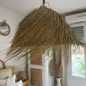 Dome pendant light, Agadir range, chandelier, palm leaf lighting, natural fiber, wicker image 2