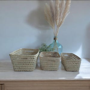 Palm Leaf Storage Basket, Wicker Basket