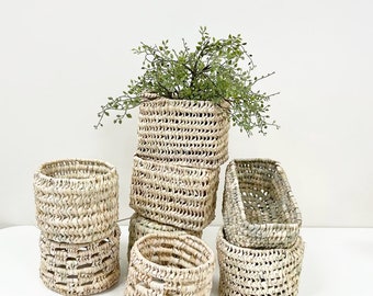 Cache pot, rangement en feuilles de palmiers, boite, box de rangement