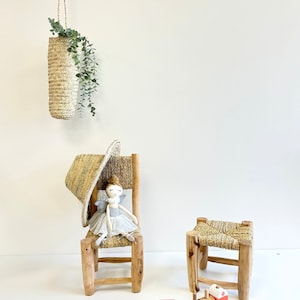 Handmade Moroccan wooden stool for children