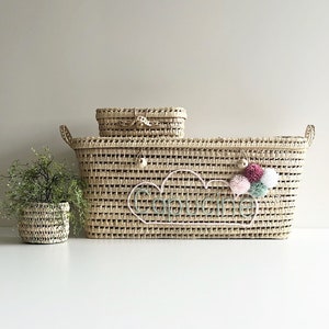 Customizable 80 cm wicker storage trunk, trunk, palm leaf storage basket, toy chest