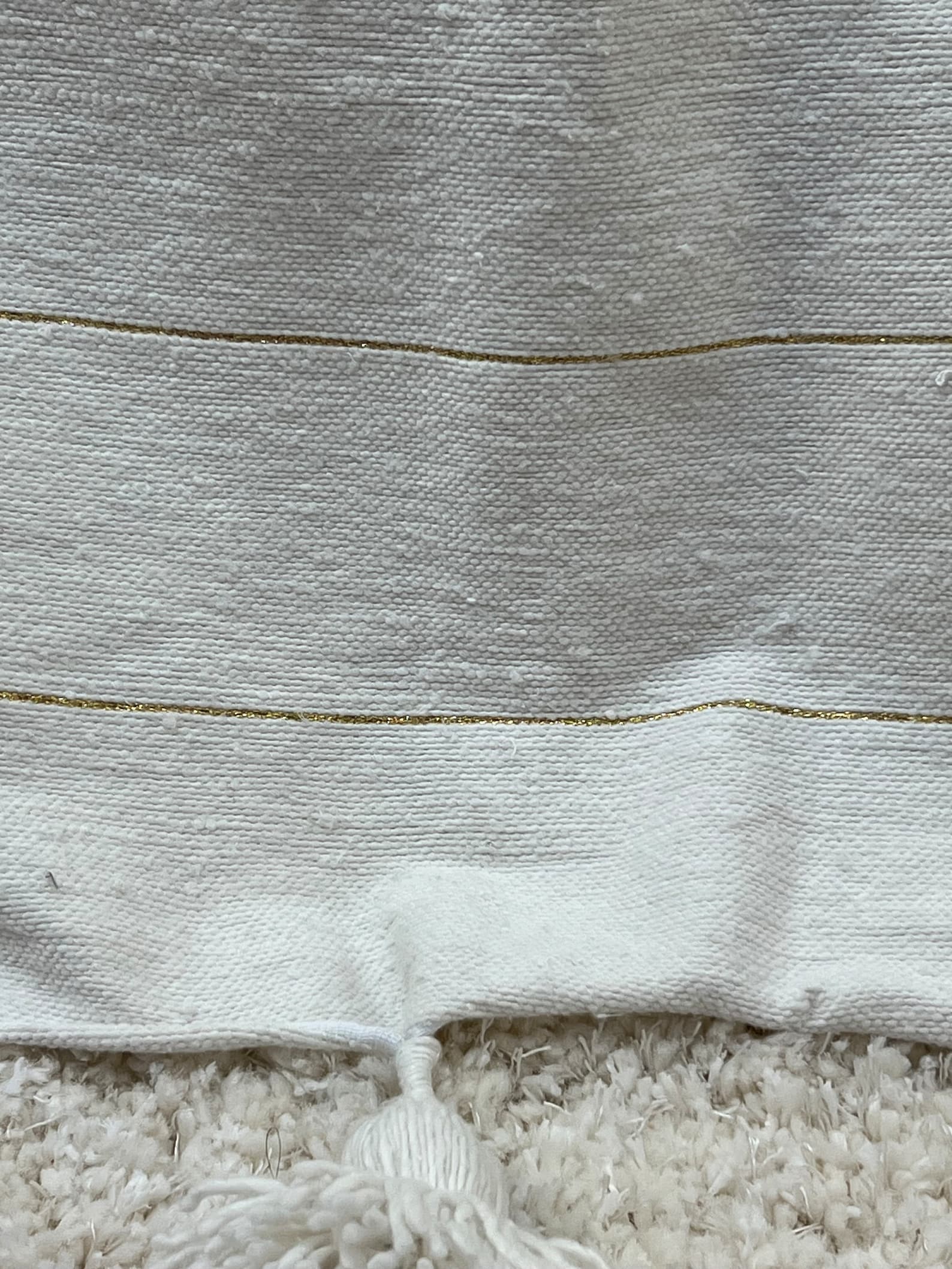 Handmade Moroccan Cotton Throw with Pom-Pom Detail — view 7