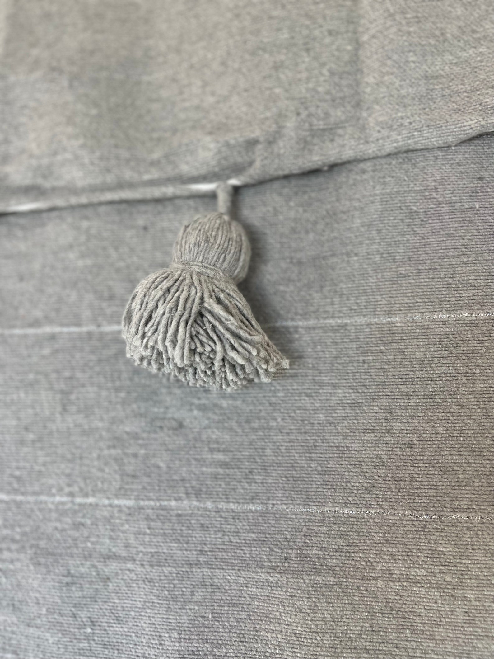 Handmade Moroccan Cotton Throw with Pom-Pom Detail — view 5