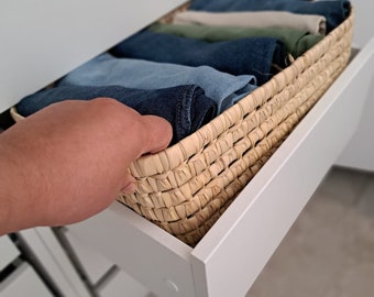 Panier de rangement en feuilles de palmiers, panier en osier