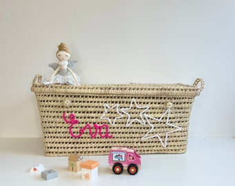 Customizable 80 cm wicker star storage trunk, chest, palm leaf storage basket, toy chest