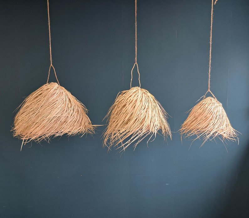 Dome pendant light, Agadir range, chandelier, palm leaf lighting, natural fiber, wicker image 1