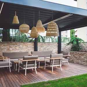 Suspensions, Azura bamboo range, wicker and bamboo lampshades, lighting