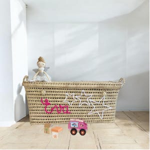 Customizable 80cm wicker star storage trunk, trunk, palm leaf storage basket, toy chest