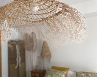 Natural fiber pendant lights, Sofy range, parasol-shaped light fixture, halfa natural fiber.