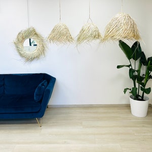 Dome pendant light, Agadir range, chandelier, palm leaf lighting, natural fiber, wicker image 3