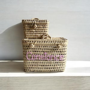 Customizable trunk, palm leaf chest, wicker storage trunk