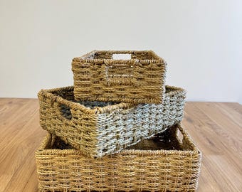Palm leaf storage baskets