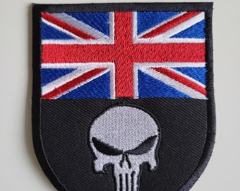 Punisher, England Flag, Skull, High Quality IRON ON/ Sew On Applique PATCH,