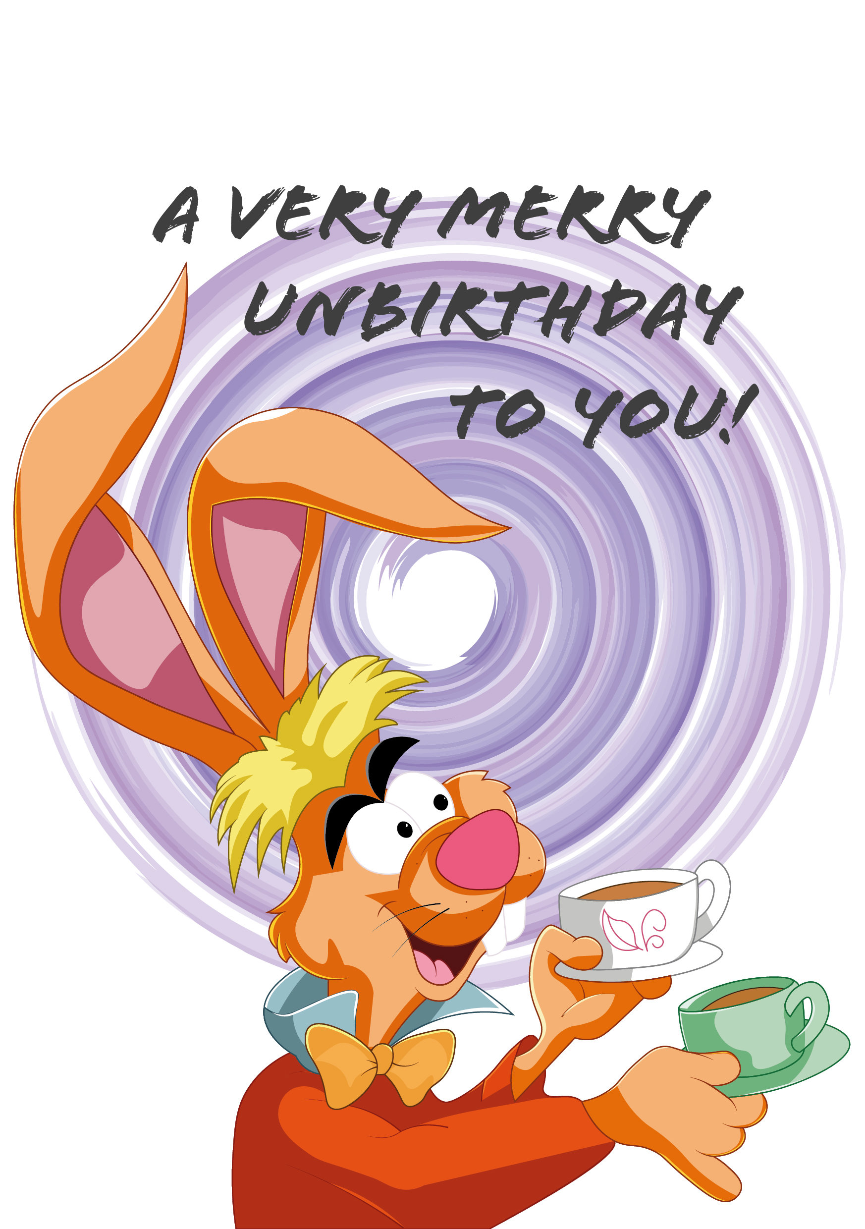 Alice in Wonderland Birthday Card, Printable Unbirthday Card, Mad