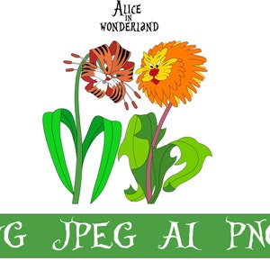Alice in Wonderland Svg, Alice in Wonderland Png, Princess Cricut Svg, Tiger Lily Svg, Dandelion Vector Svg file, Instant Download