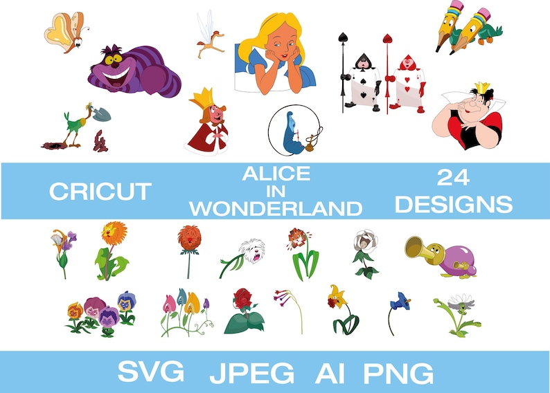 Alice in Wonderland Cricut SVG Bundle, Alice in Wonderland Png ...