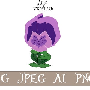 Alicja w krainie czarów SVG, Alicja w krainie czarów mówi kwiat SVG, plik Cut SVG, Pansy SVG, Instant Download, plik SVG, grafika wektorowa
