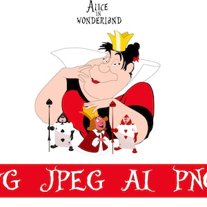 Alice in Wonderland Svg, Alice Cricut, Alice in Wonderland Png, Princess Svg, Queen of heart Svg file, Vector art, Instant Download