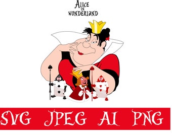 Alice in Wonderland Svg, Alice in Wonderland Png, Princess Cricut Svg, Queen of heart Svg file, Vector art, Instant Download