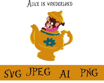 Alice in Wonderland Svg, Alice in Wonderland Png, Princess Cricut SVG, Mouse in the pot, Princess SVG, Instant Downloa, Svg file, Vector art