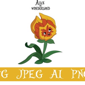 Alice in Wonderland Svg, Alice in Wonderland talking flower Svg, Svg Cricut file, Pansy Svg, Instant Download, Vector art