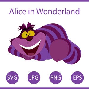 Alice in Wonderland Svg, Alice in Wonderland Png, Princess Cricut Svg, Instant Download, Cheshire cat, Svg file, Vector art