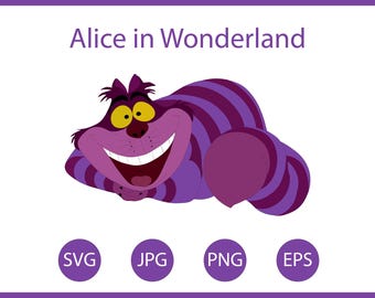 Alice in Wonderland Svg, Alice in Wonderland Png, Princess Cricut Svg, Instant Download, Cheshire cat, Svg file, Vector art