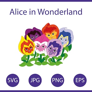 Alicja w krainie czarów SVG, Alicja mówi kwiat SVG, księżniczka SVG, Alicja w krainie czarów clipart Alicja w krainie czarów PNG, Instant Download,