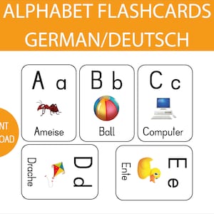 German Alphabet Flashcards - Educational Learning PDF for Kids! Instant Download, Printable School Resource, Digital Print