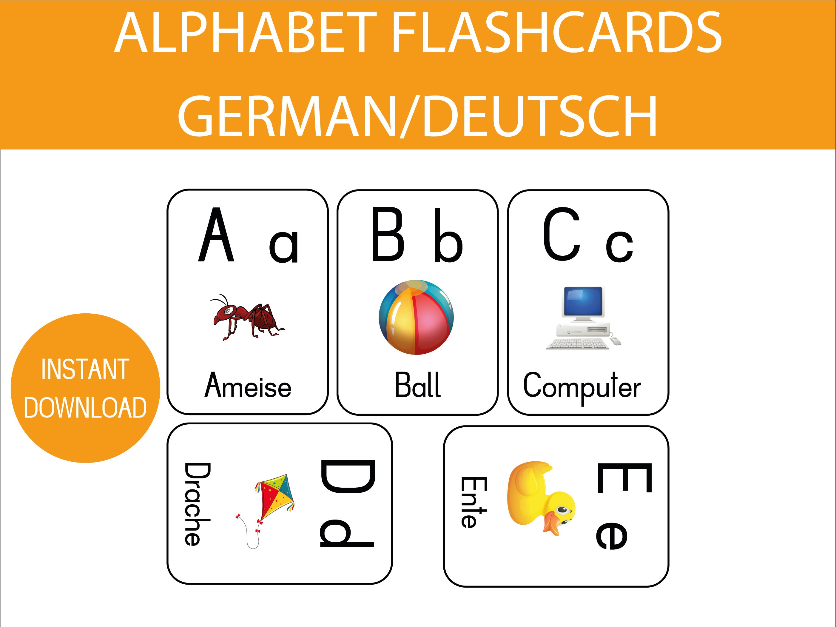 Educational Printable German Alphabet Flashcards Pdf Fun Learning Tool