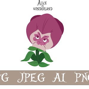 Alicja w krainie czarów SVG, Cricut SVG, Alicja w krainie czarów PNG, księżniczka, Pansy SVG, gadające kwiaty, Instant Download, plik SVG, grafika wektorowa