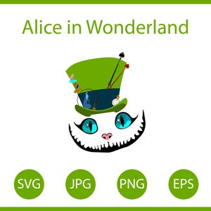 Alice in wonderland Svg, Alice in wonderland Png, Princess Cricut Svg, Cheshire cat Svg file, Vector art. Instant Download