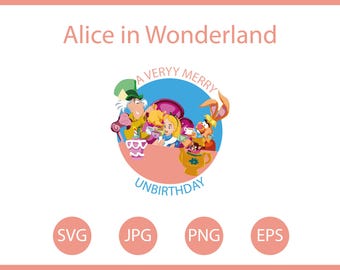 Alice in Wonderland Svg, UnBirthday Partydecoratie voor doe-het-zelf | SVG-bestand en vectorafbeeldingen, Alice in Wonderland SVG-shirt, Tea Party SVG-bestand,