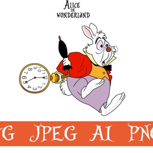 Alice in Wonderland Svg, Alice White Rabbit Svg Digital Download : SVG, PNG, Instant Downloads for Rabbit Lovers and Princess Cricut Crafts