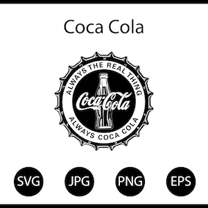 Coca Cola SVG, Coke Print Svg, Coca Cola PNG, Coke Svg, Black and White Coke Svg file, Instand Download, Vector art, Us Format, DIN A