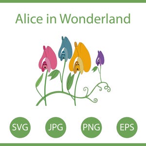 Alice in Wonderland Svg, Cricut Svg, Alice in Wonderland Png, Princess Svg, Sweet Peas Svg file, Vector art, Instant Download