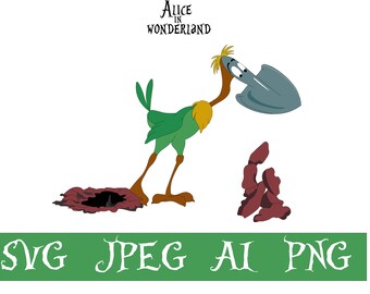 Alice in Wonderland Svg, Cricut Svg, Alice in Wonderland Png, Princess Svg, Shovel bird vector Svg file, Instant Download