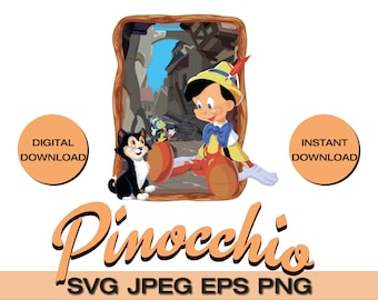 Pinocchio Svg and Figaro SVG file for creative projects, Instant Download, Vector Art