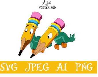 Alice in Wonderland Svg, Alice in Wonderland Png, Princess Cricut Svg, pencil birds, Instant Download, Svg file, Vector art