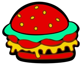 Burger Doodle Svg Design, Burger Svg, DIY Project, Digital Print, Instant Download