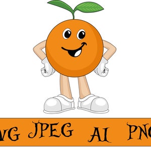 Mister Orange Svg, Cartoon Orange Png, Healthy  Partnership Svg, Svg Orange Comic, Flower Decor Svg, Vector Art, Instant Download
