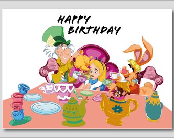 Carte d'anniversaire Alice au pays des merveilles pdf – Parfait pour les amoureux du pays des merveilles ! Fleurs du Pays des Merveilles à télécharger, à imprimer, pour un anniversaire