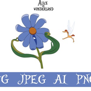 Alice in wonderland Svg, Alice in Wonderland PNG, blue flower, Alice Cricut talking flowers, rocking horse Svg vector file