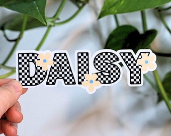 Custom Name Sticker for Notebook and Water Bottle • Waterproof Personalized Gifts for Student and Teachers • Checkered