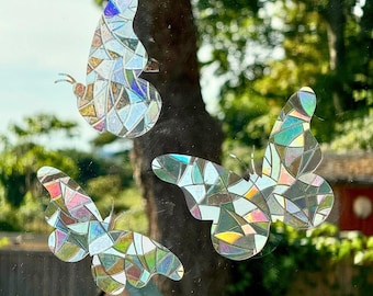 Set of 3 Butterfly Rainbow Window Clings | Prism Sun Catchers | Nature Window Decor
