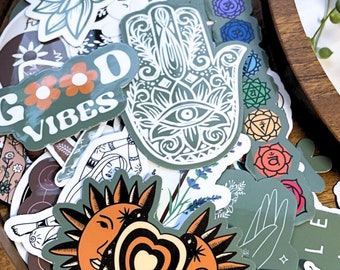 Cute Celestial Yoga Waterproof Sticker Pack, Spiritual + Yoga Gifts, Mystery Sticker Pack, Yoga Stickers, Boho Meditation Gifts