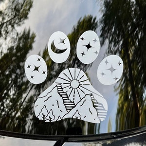 Adventure Paws Mountain Paw Print Car Decal - Hiking Dog Paw Decal, Adventure Gifts, 6"