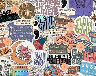 Mental Health Sticker Pack | Random Retro & Boho Sticker Bundle for Anxiety, Mindfulness and Mental Health