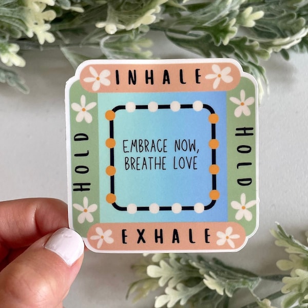 Box Breathing Anxiety Stickers, Mindfulness Reminder Sticker, Square Stickers, Self Care Stickers